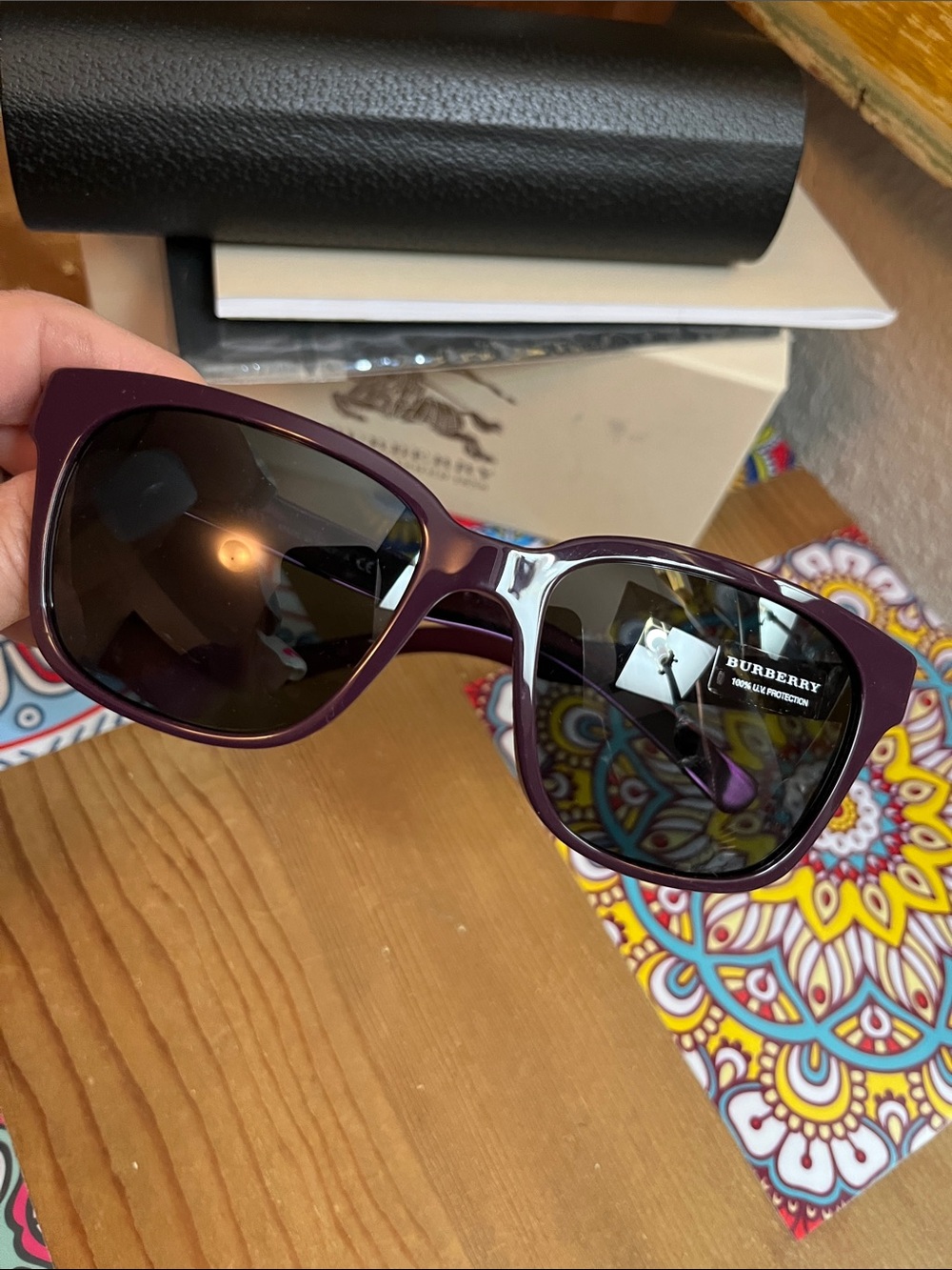 NWT Burberry Deep Purple Cat-Eye Sunglasses with Dark Lenses - Picture 2 of 7
